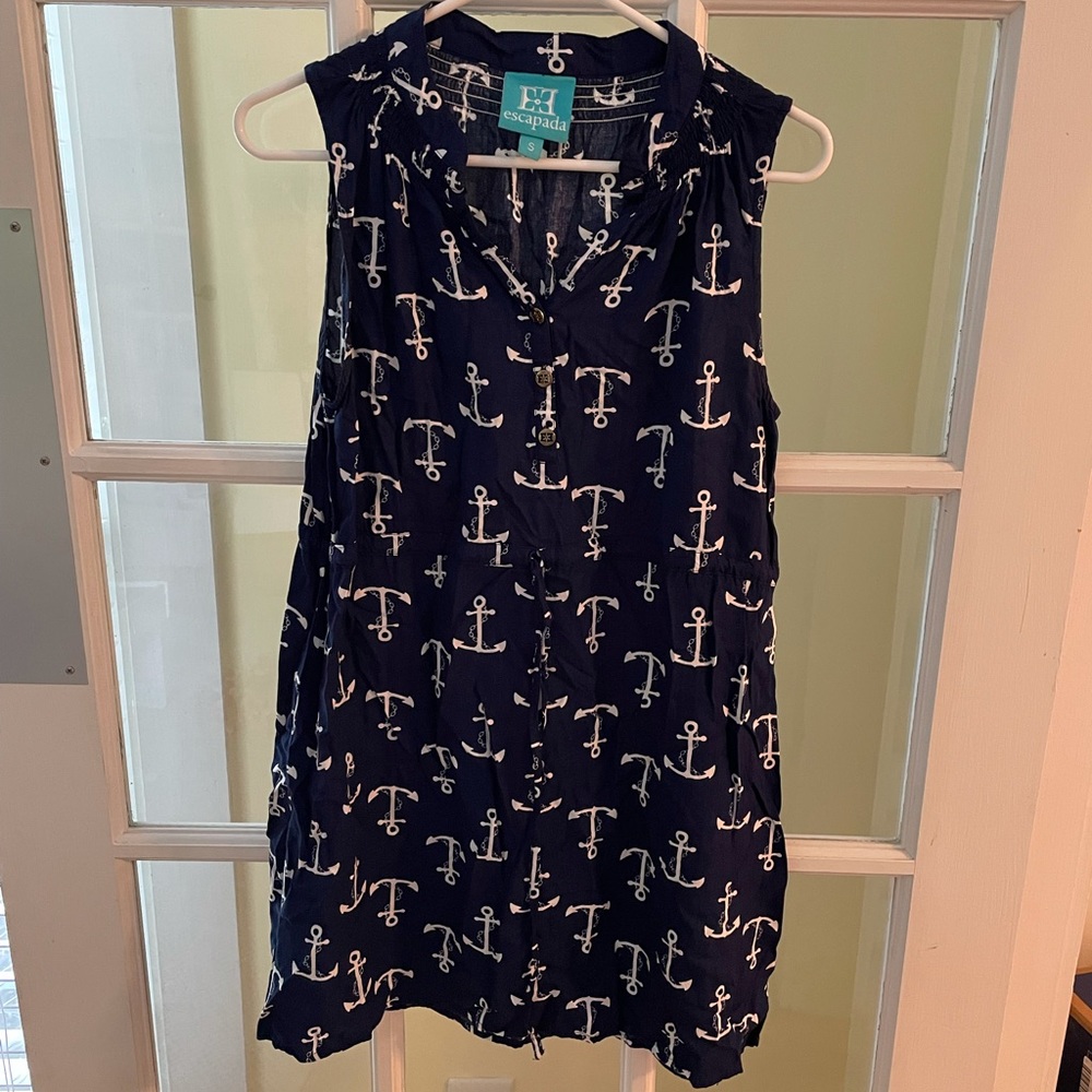 Escapada navy blue anchor print dress